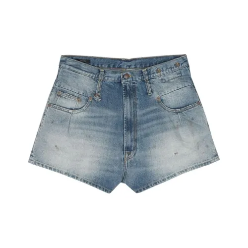 R13 Stained Denim Shorts