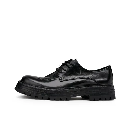 Voguhomme Versatile Business Shoes Round Tip Platform Work Boots Men's Black