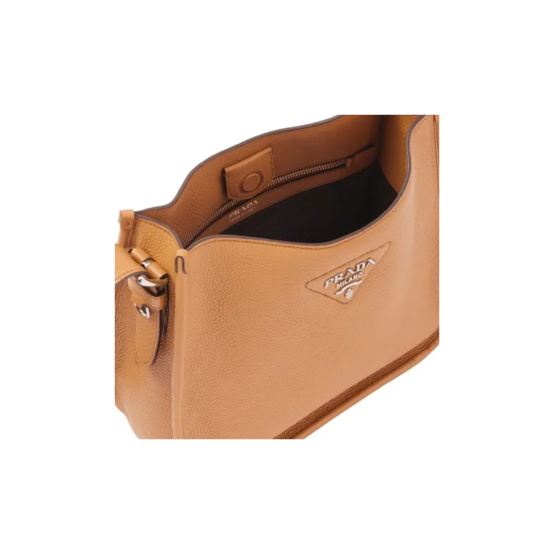 PRADA Hobo Leather Shoulder Bag Crossbody Bag Women's Caramel-4
