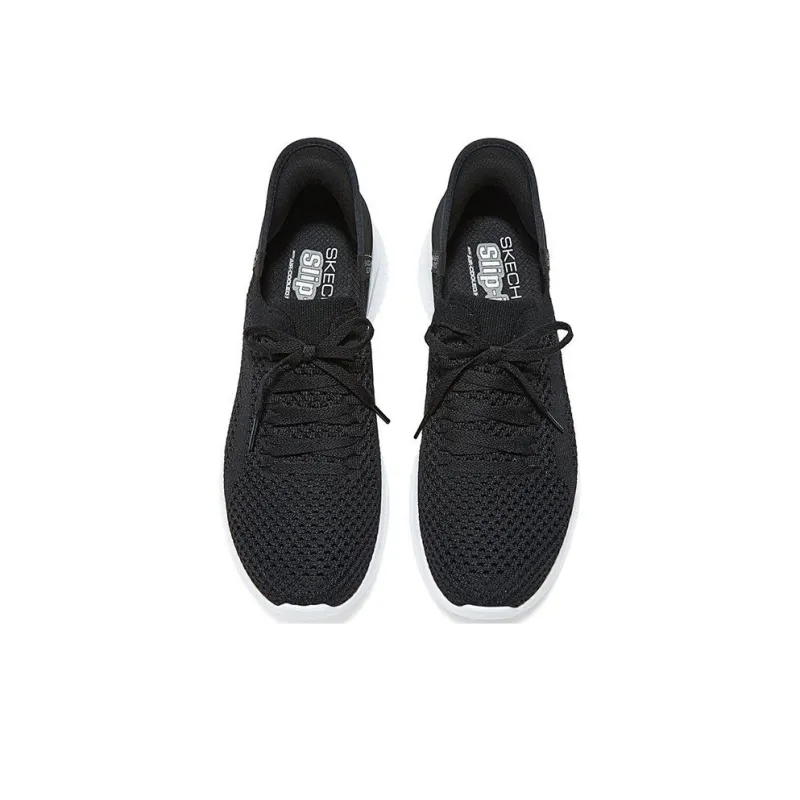 Skechers Cushioned Wear Resistant Breathable Low Top Casual Running Shoes Men's Black White-4