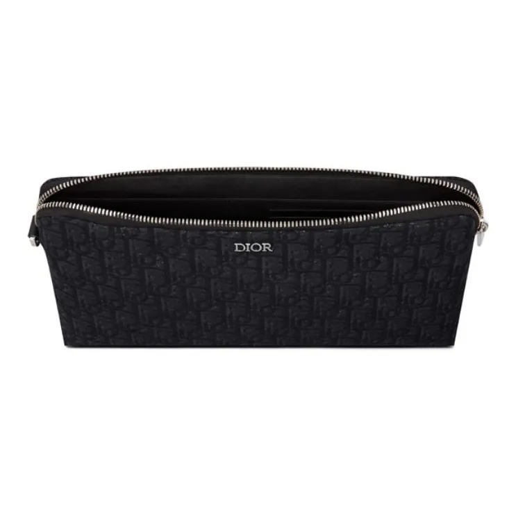 DIOR Cow Leather Wallets Clutches Men's Black-2