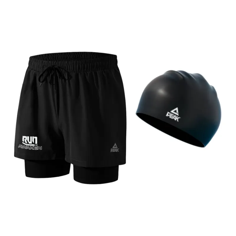 PEAK x Swim Swimming Sets Polyester Seaside Beach Swimming Pool And Hot Spring Men's Black-3