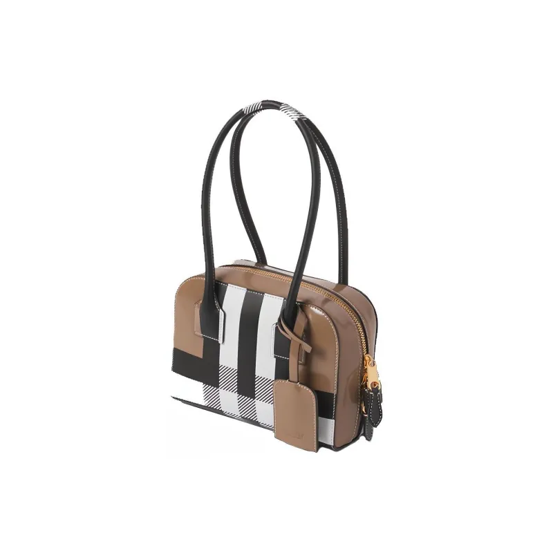 Burberry Cow Leather Half Cube Bag Shoulder Bag Mini Women's Camel-1