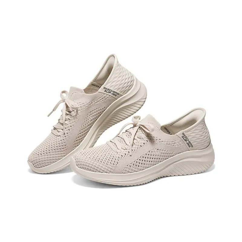 Skechers Cushioned Wear Resistant Breathable Low Top Casual Running Shoes Men's Ecru-3