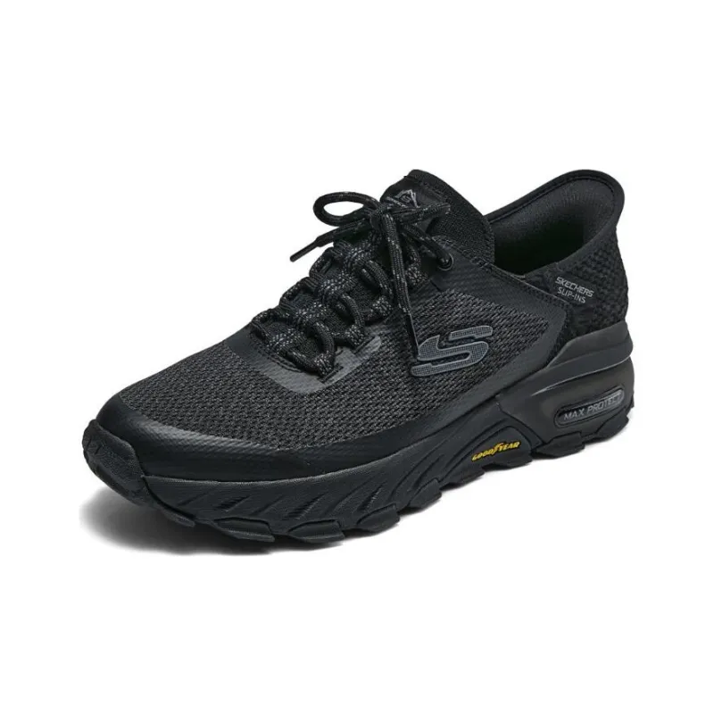 Skechers Cushioning Anti Slip Wear Resistant Breathability Low Top Running Shoes Men's Black-2