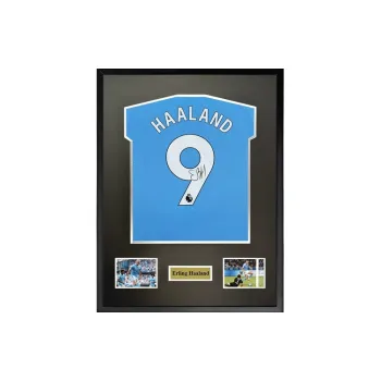 Three For Haaland Manchester City Signed Soccer Apparel Jersey Manchester City Framed With SA Certificate