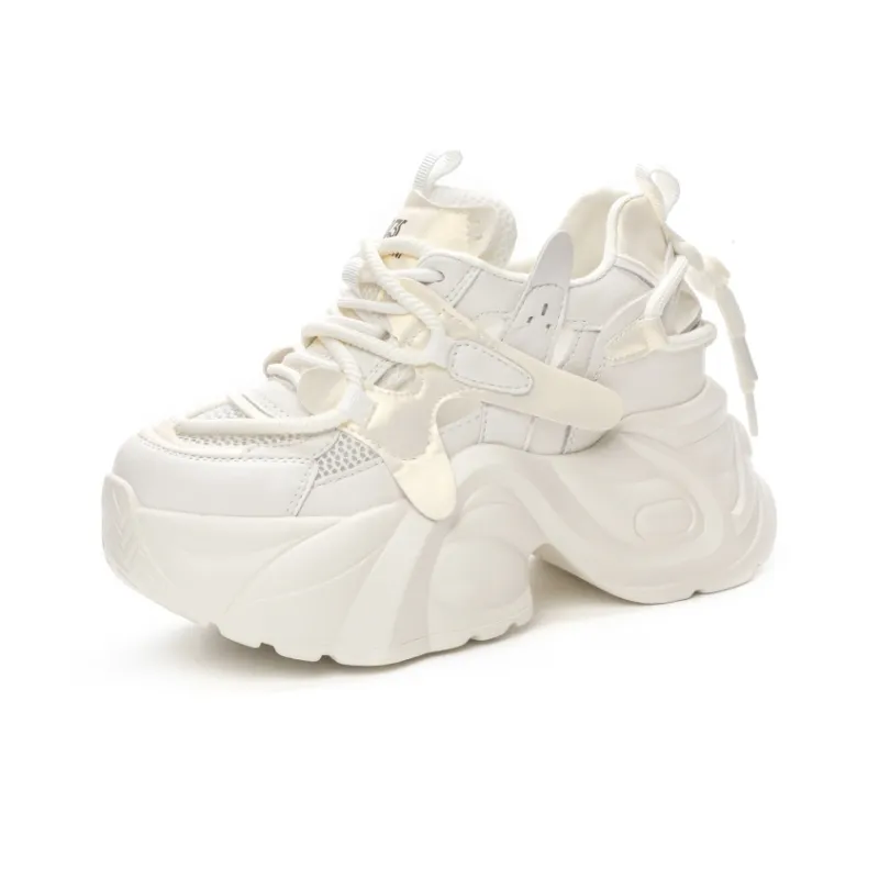 Shangjinni Chunky Sneakers Women's Low Top Beige Gold/Apricot-0
