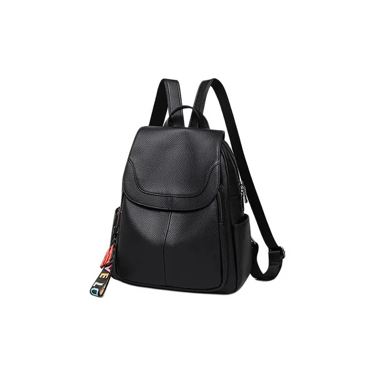 C°BANNER Cow Leather With Synthetic Leather Backpack Tubas Unisex Black-2