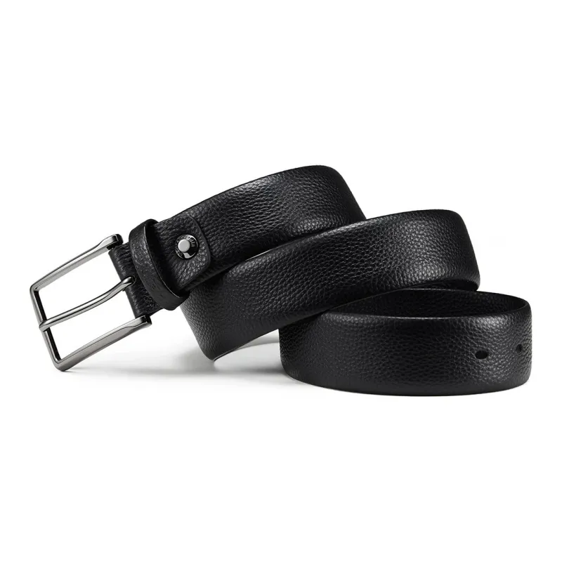 PIERRE CARDIN Fashion Trend Belt With Pin Buckle Top Grain Cow Leather Belts Men's Black-2