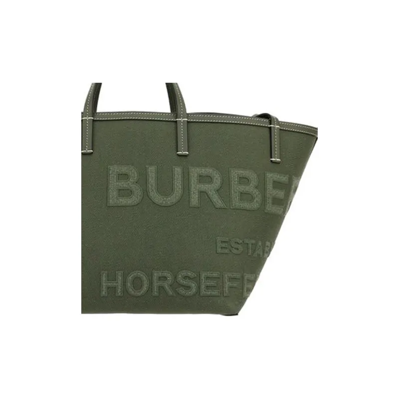 Burberry Horseferry Cow Leather Tote Bag Shopping Bag Handbag Mini Women's Green-4