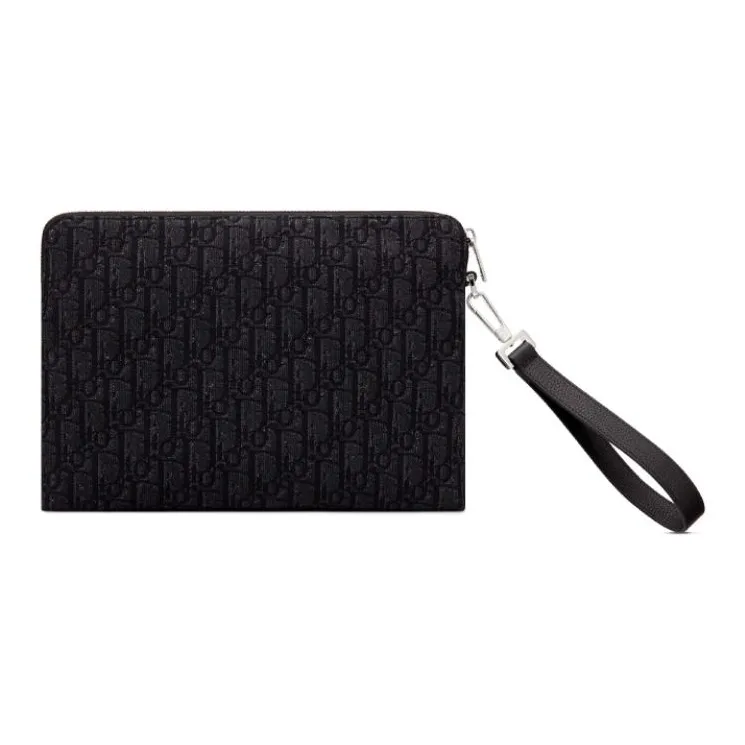 DIOR Cow Leather Wallets Clutches Men's Black-1