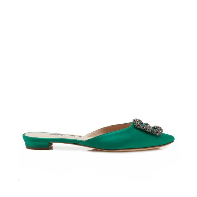 MANOLO BLAHNIK Closed Toe Slippers Women's Dark Green-1