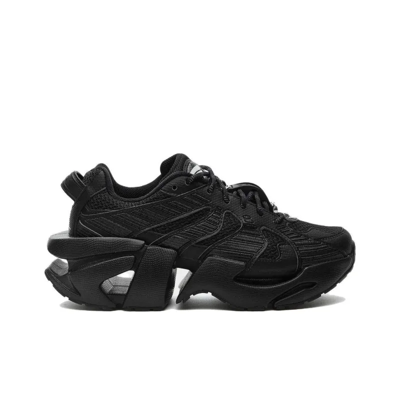 FILA Space Cushioned Wear Resistant Breathable Low Top Chunky Sneakers Men's Black-1