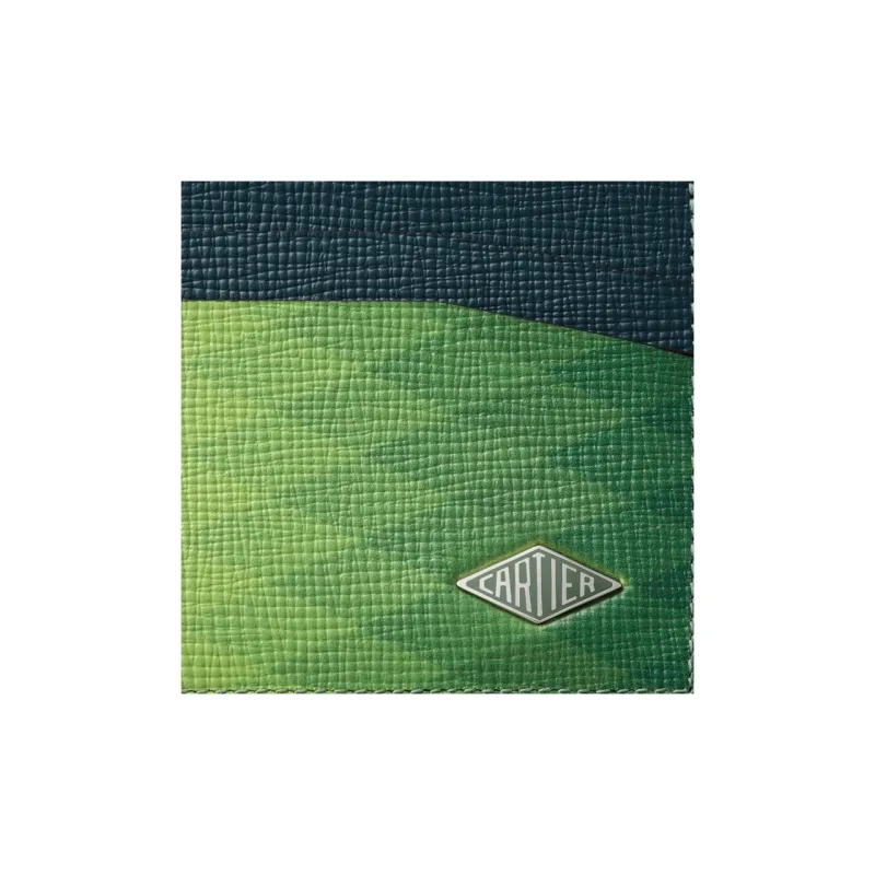 CARTIER Calfskin Card Holder Unisex Yellow Green-2