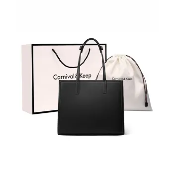 Carnival Keep Cow Leather Tote Bag Shoulder Bag Regular Women's Black/Caramel
