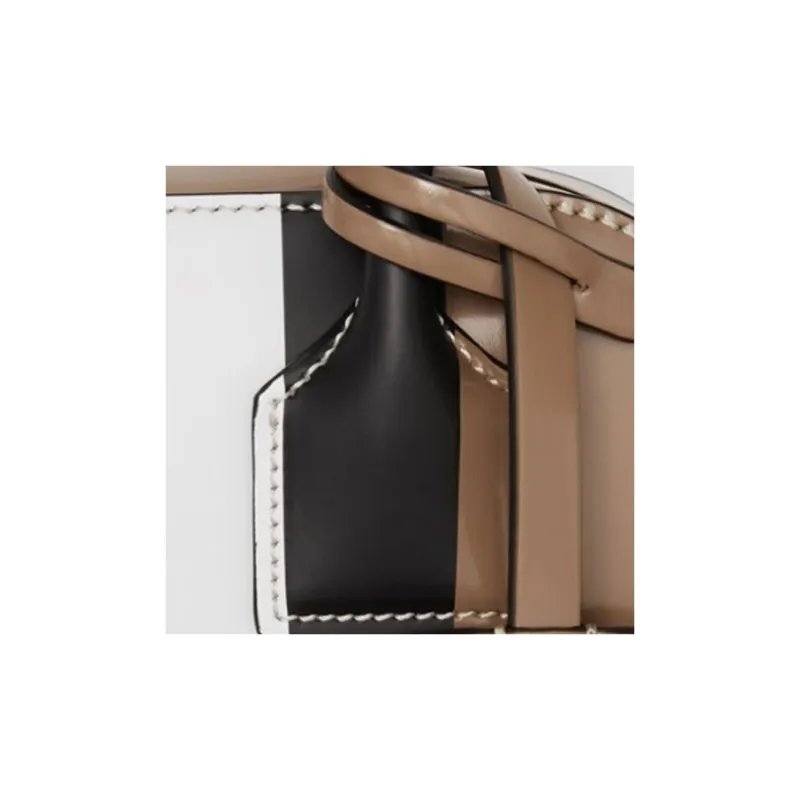 Burberry Cow Leather Half Cube Bag Shoulder Bag Mini Women's Camel-4