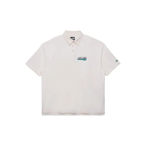 New Era Polo Shirts Unisex Ivory White