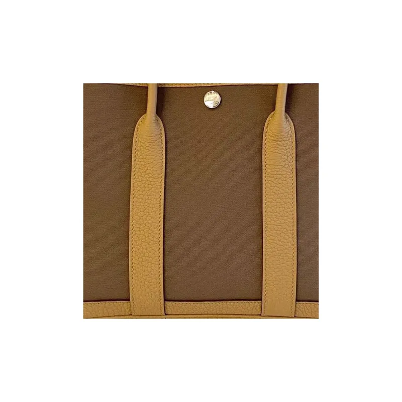 HERMES Garden Party Canvas With Leather Canvas Bag Garden Bag Handbag 30 Unisex Elephant Gray/Cookie-5