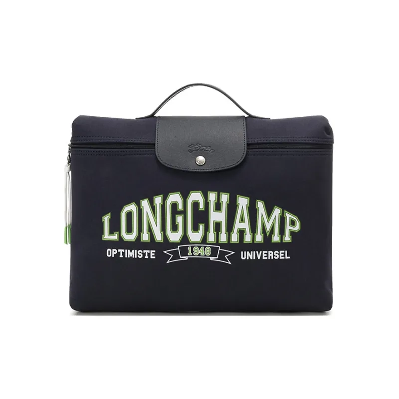 LONGCHAMP Cow Leather Fabric Handbag Regular Unisex Navy-0