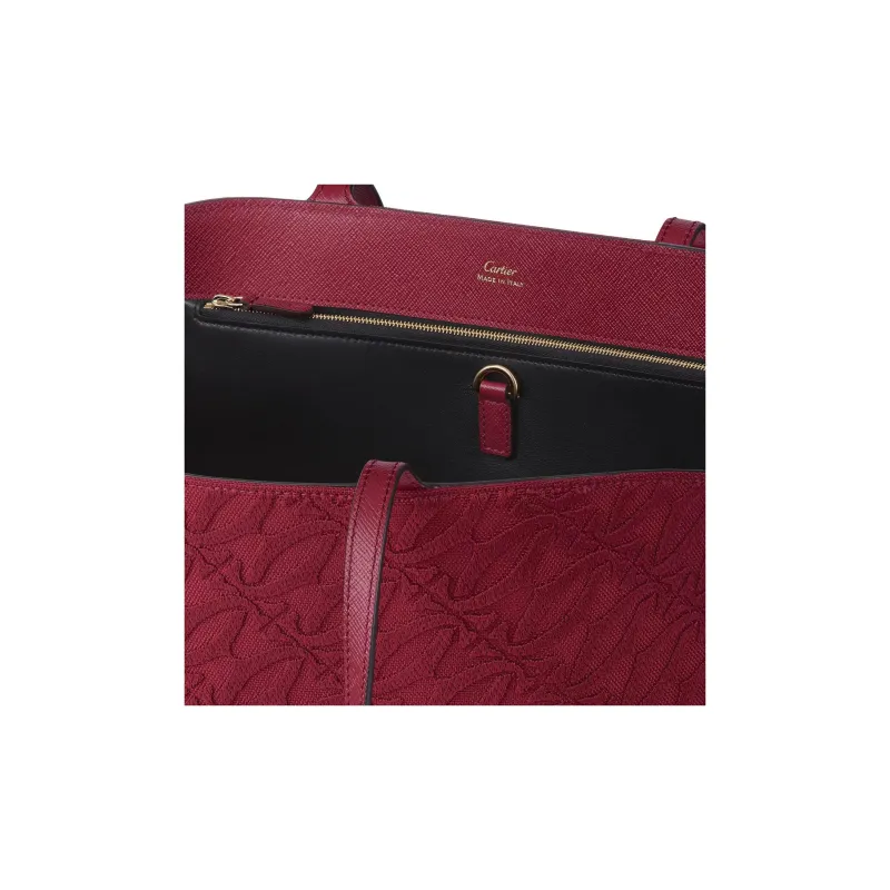 CARTIER C De Cartier Collection Calfskin Tote Bag Shopping Bag Shoulder Bag Handbag Unisex Cherry Red-2