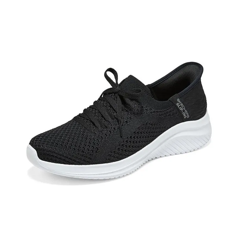 Skechers Cushioned Wear Resistant Breathable Low Top Casual Running Shoes Men's Black White-2