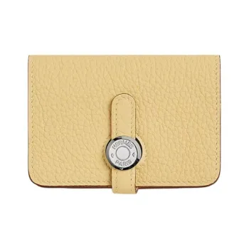 HERMES Dogon Togo Calfskin Wallets Card Holders Women's 1Z Jaune Poussin Chick Yellow