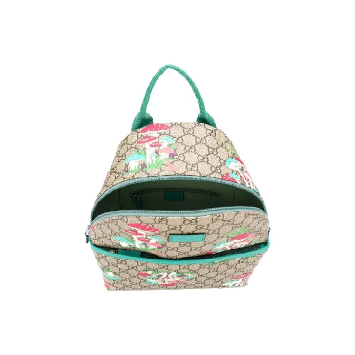 GUCCI Fabric Backpack Kids' Ebony & Mint Green & Candy-2