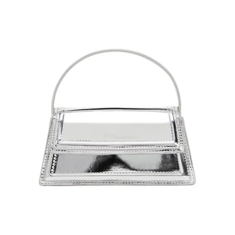 ZARA Polyurethane Shoulder Bag Crossbody Bag Handbag Mini Women's Silver-0