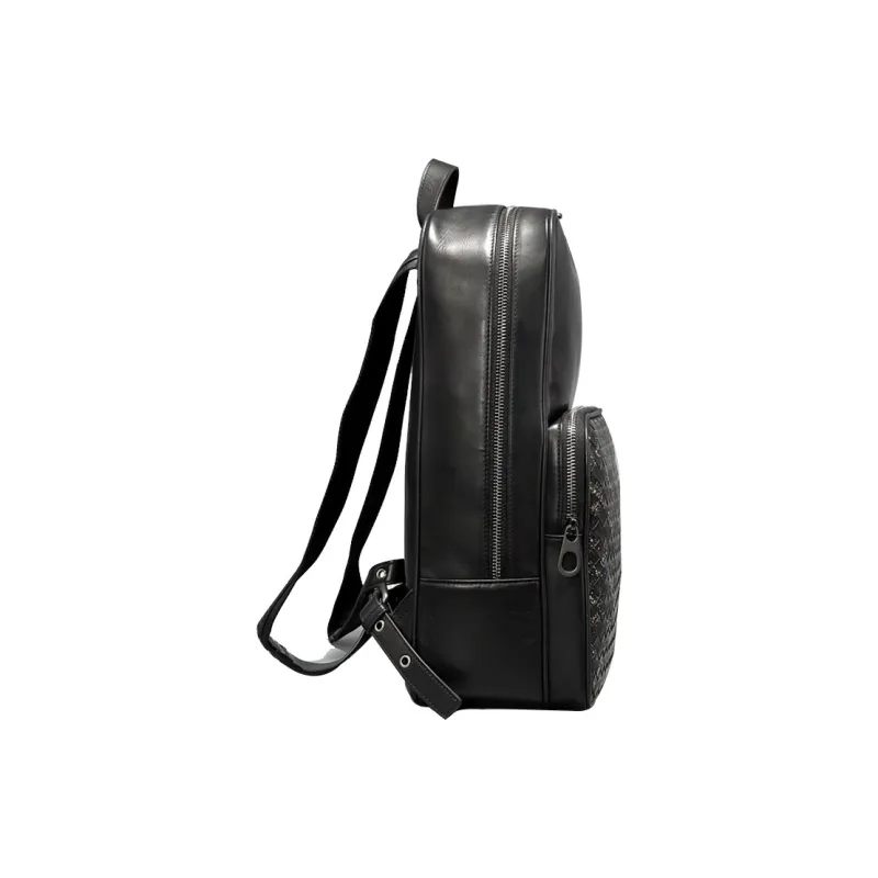 PULUWIRR Cow Leather Backpack Regular Unisex Black-4
