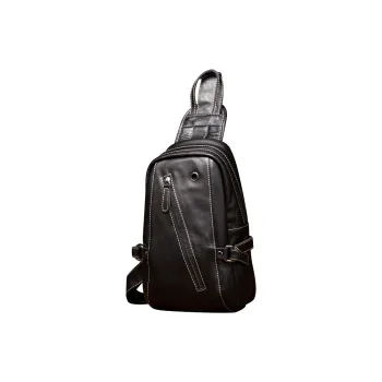 DOSRFINI Genuine Leather, Top Grain Cow Leather Sling Bag Men's