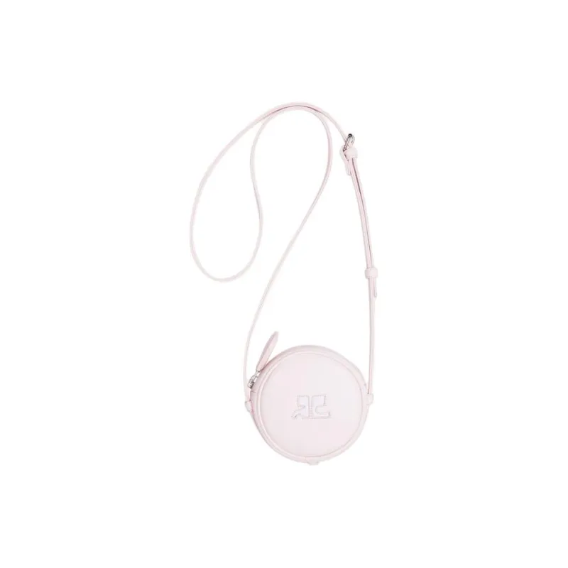 COURREGES Smooth Leather Shoulder Bag Crossbody Bag Small Size Women's Pink-0