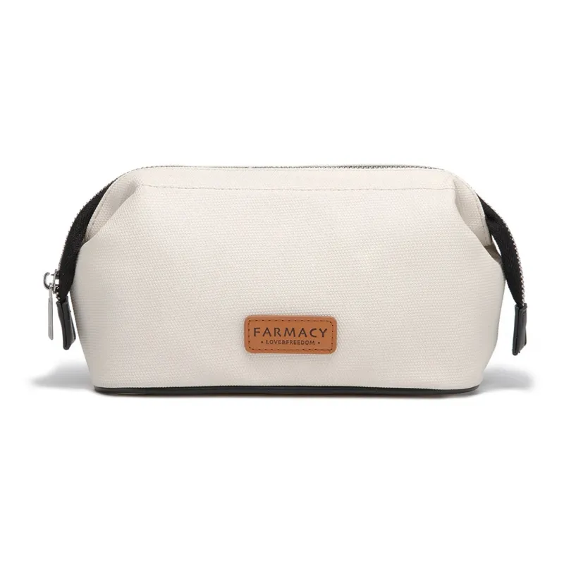 Farmacy PU Clutch Toiletry Bag Storage Bag Makeup Bag Medium Size Women's Black/Khaki/Green-0
