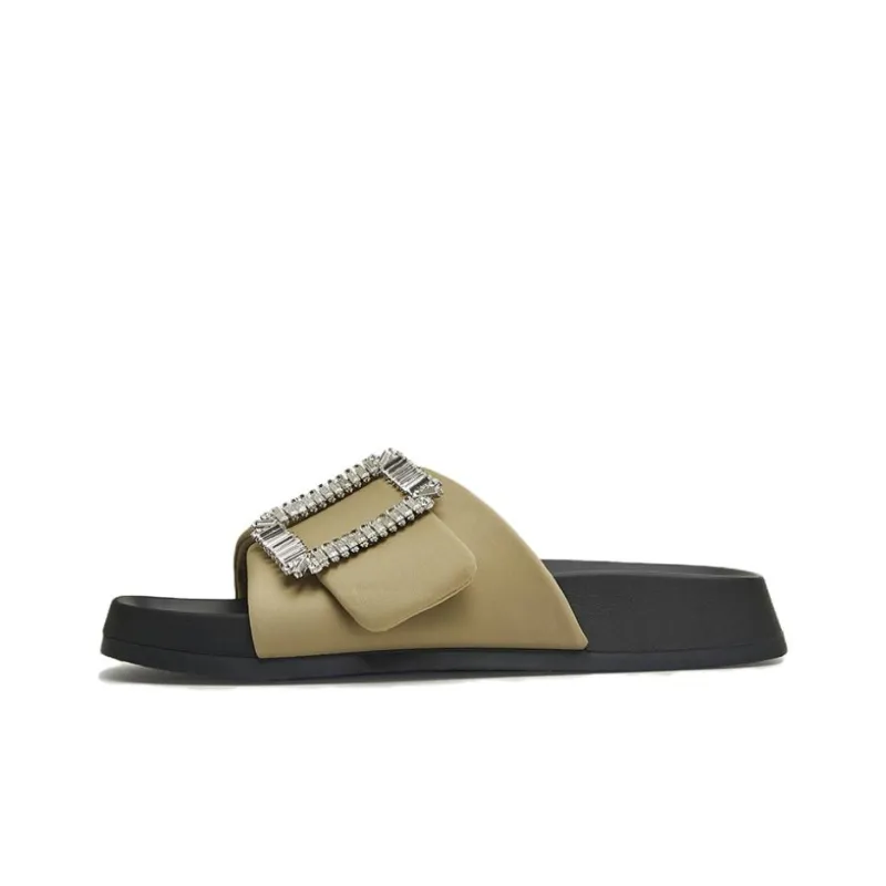 BASTO Slide Slippers Women's Khaki/Black/Silver-0