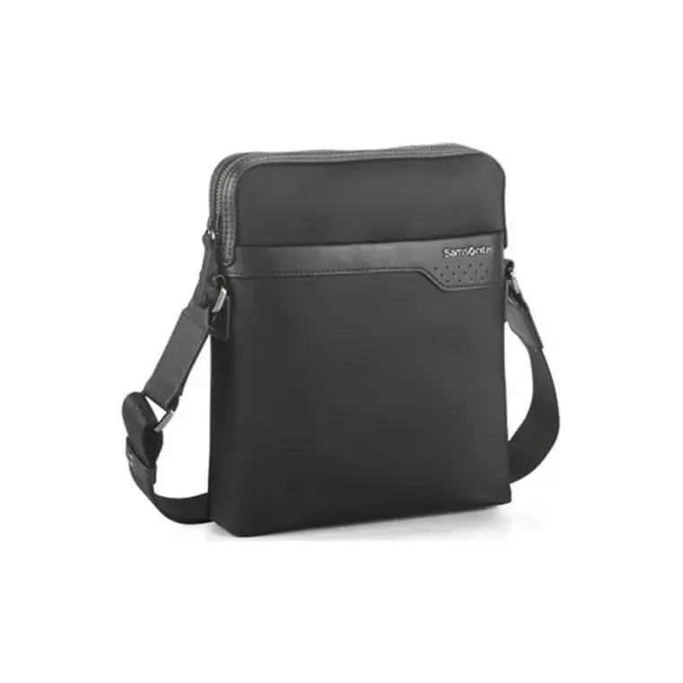 SAMSONITE Nylon With Cow Leather Shoulder Bag, Crossbody Bag Men's Black-1