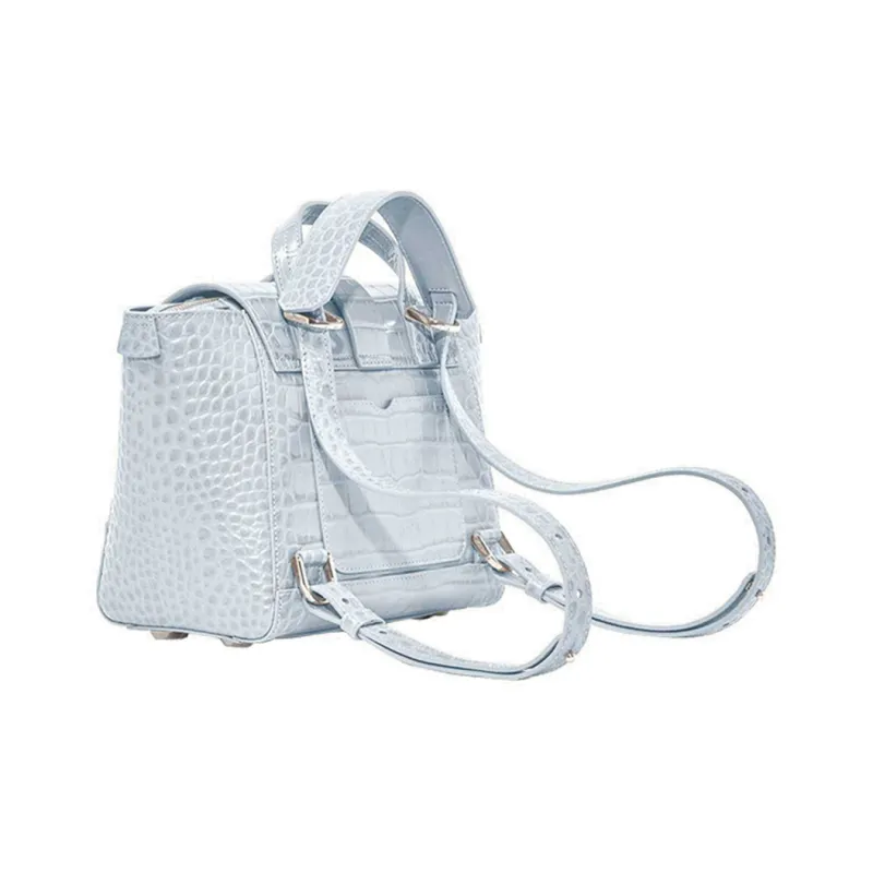 SENREVE Top Grain Cow Leather Crossbody Commute Crossbody Backpack Small Size Women's Light Blue-2
