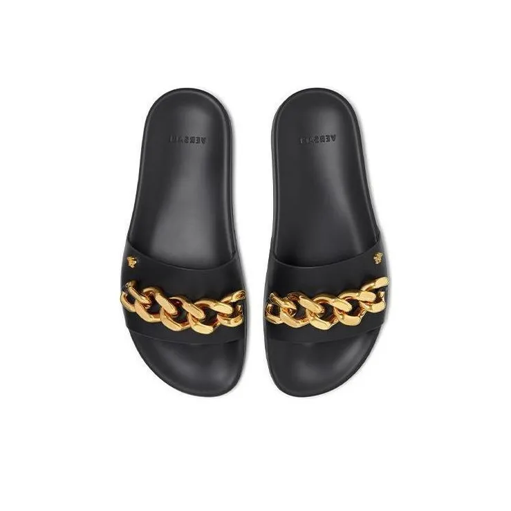 VERSACE Slip Resistant Stylish Sandal Men's Black-4