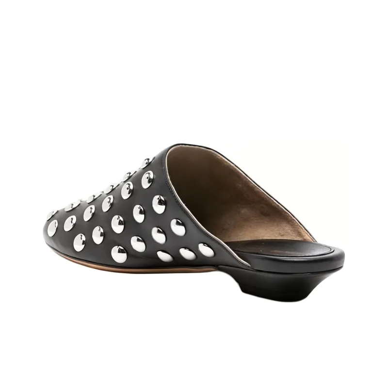 KHAITE The Otto Stud-embellished Leather Mules-3