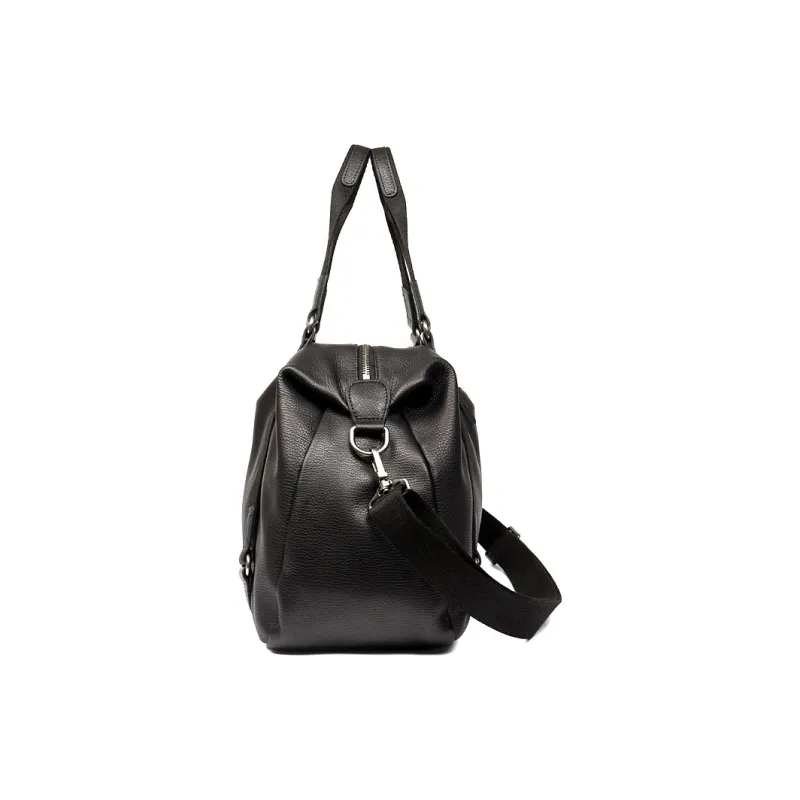 DOSRFINI Cow Leather Travel Bag Regular Men's Black-4