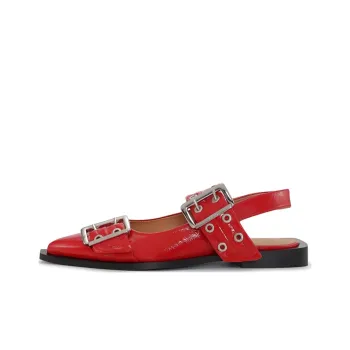 GANNI Eyelet-detail Leather Ballerinas