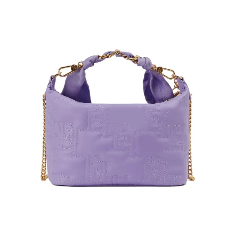 Elisabetta Franchi Synthetic Leather Hobo Bag Shoulder Bag Crossbody Bag Handbag Small Size Women's Iris Orchid Purple-3
