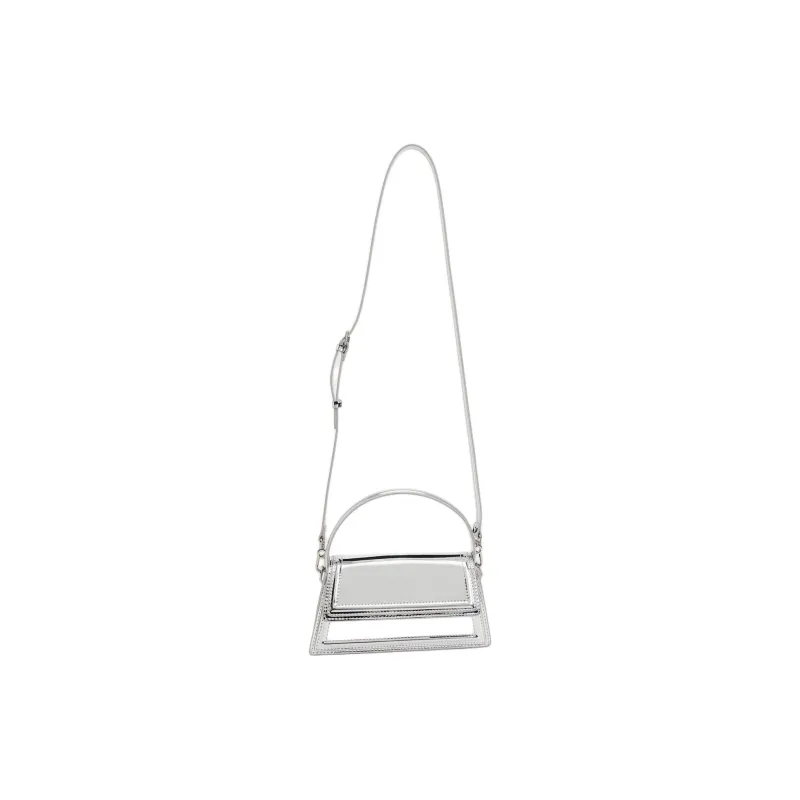 ZARA Polyurethane Shoulder Bag Crossbody Bag Handbag Mini Women's Silver-6