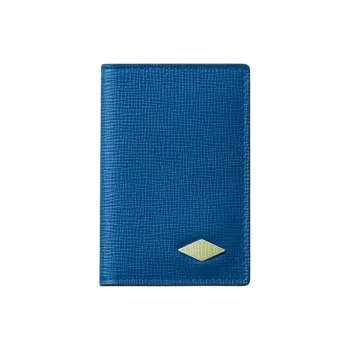 CARTIER Grained Calfskin Card Holder Unisex Sea Blue