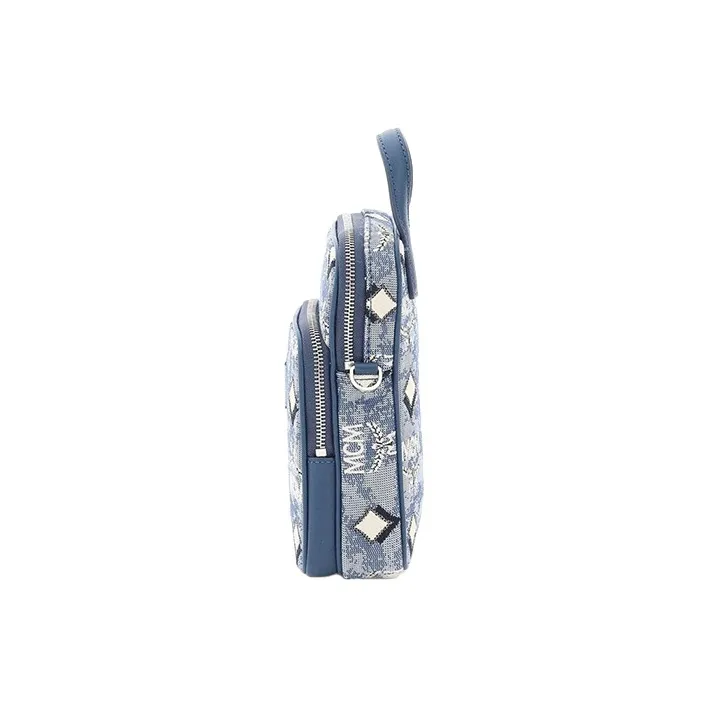 MCM Klassik Visetos Jacquard Fabric Crossbody Bag Extra Mini Women's Blue-2