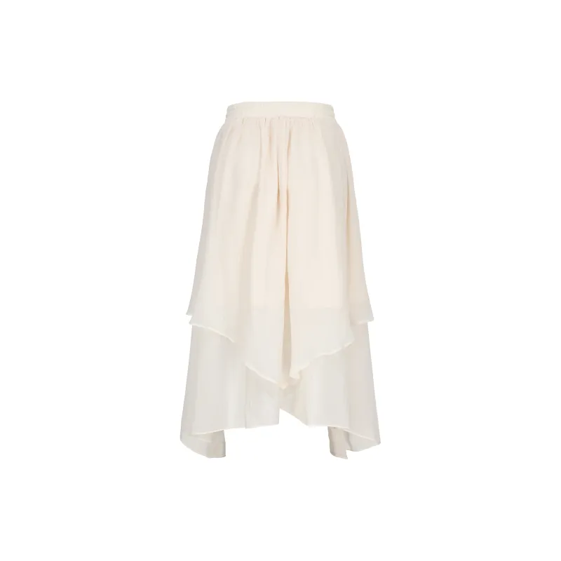 CHIWAWAMEME Casual Long Skirts Women's Apricot-1