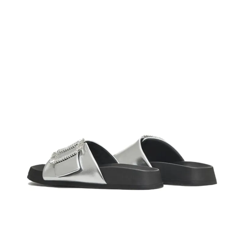 BASTO Slide Slippers Women's Khaki/Black/Silver-12