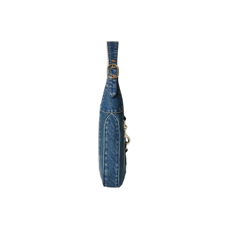 GUCCI Jackie 1961 Denim Handbag Shoulder Bag Small Size Women's Blue-4