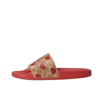 COACH Heart Slide Slippers Women's Red