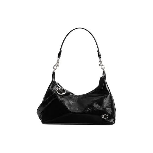 COACH Juliet Glossy Cow Leather HOBO Crossbody Handbag Shoulder Bag Large Size Women's Black