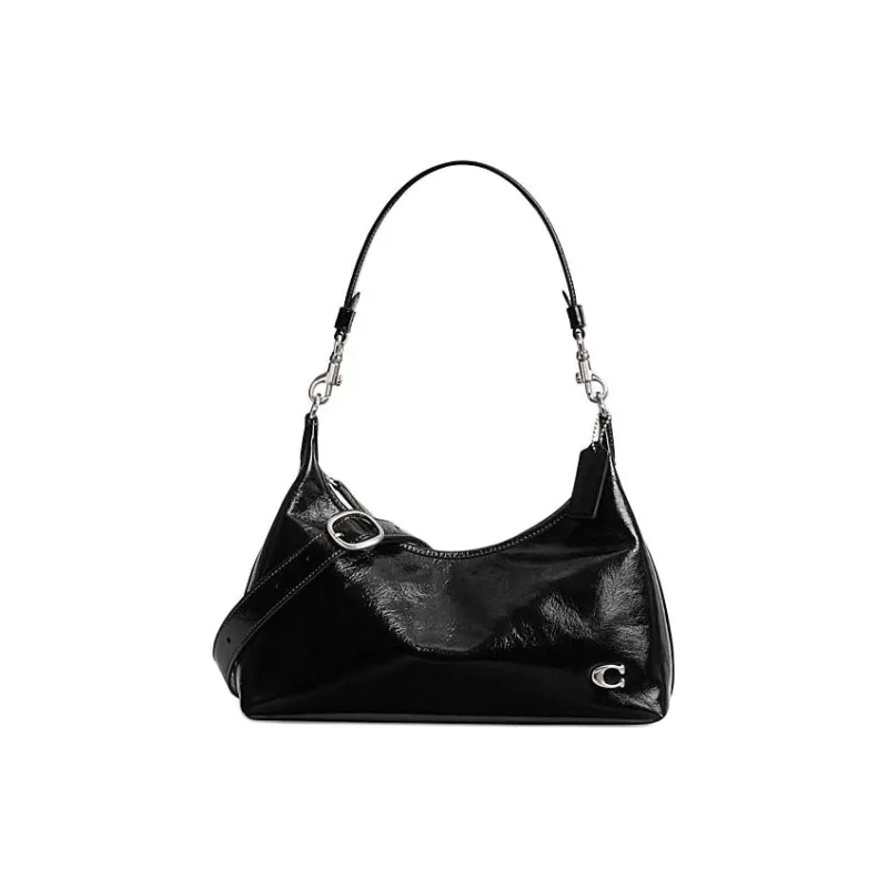 COACH Juliet Glossy Cow Leather HOBO Crossbody Handbag Shoulder Bag Large Size Women's Black-0