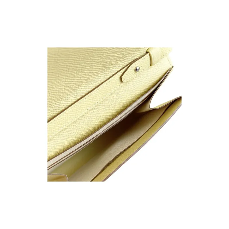HERMES Clic Mysore Goat Skin Handheld Shoulder Bag Crossbody Bag Women's 1Z Little Chicken Yellow With Nata Cream White-2